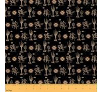 Erosebridal Western Fabric by The Yard Aztec Tribal Southwestern Upholstery Fabric for Chairs | Mexican Style Geometric DIY Art Material Cactus Vintage Hand-Drawn Pattern,1 Yard