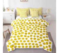 Erosebridal Yellow Polka Dot 7-Piece Bedding Set Full Size Boho Modern Abstract Bed in a Bag Minimalists Graffiti Aesthetic Comforter Set with Sheets Watercolor Simple Geometric Duvet Insert