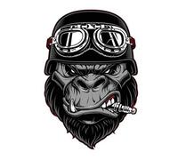 EROSPA® Sticker Car / Motorcycle - Grimmiger Gorilla Biker - Car Sticker