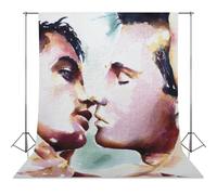 Erotic Art Love Is Love Intimate Male Kiss Watercolor Print Unique Bedroom Decor Giclée Art Print-1 Photography Cloth56x98inch(142x250cm)