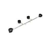 Erotic Fashion Spreadbar, Metal with Cuffs, Silver Metal Leather, Adjustable, Pack of 1