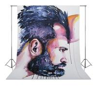 Erotic Male Nude Art Bearded Man Watercolor Print Masculine Wall Decor Gay Interest Unique Giclée Art Print Gay Artwork-1 Photography Cloth56x118inch(142x300cm)