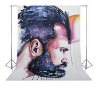 Erotic Male Nude Art Bearded Man Watercolor Print Masculine Wall Decor Gay Interest Unique Giclée Art Print Gay Artwork-1 Photography Cloth56x79inch(142x200cm)