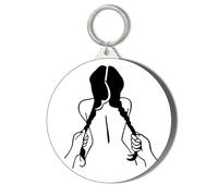 EROTIC POSE - WOMAN GETTING HAIR PULLED - BLACK AND WHITE ART IMAGE - 45mm Short Chain Mirror Keyring