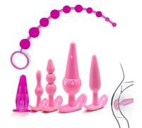 Erotic Toys Silicone Anal Butt Plug Training Set Anal Sex Toys Plug Expansion Stimulation Butt Plug Anal Trainning for Couples Women Gay Lesbian (Pink)