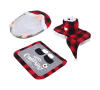 EROVE Gnome Toilet Cover, 4Pcs Christmas Toilet Seat Cover, Santa Toilet Seat Rug with Tank & Tissue Box Cover, Anti-Skid Christmas Bathroom Santa Cover Santa on the Toilet Set for Bathroom Decor