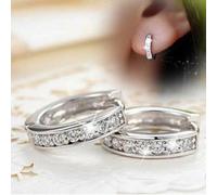 ERP Charm Crystal 925 Sterling Silver Hoop Earrings for Women 13mm Dia 2.2mm Thick 5g Each White Gemstone Bling Jewelry