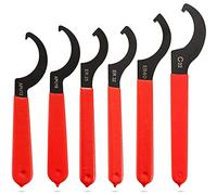 Erpmlyo 6 Pieces Spanner Wrench Set Adjustable Coilover Wrench Spanners Hook Wrenches Tools Coilover Wrench Steel Spanner, Red & Black