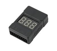 Erpmlyo Battery Voltage Tester 1S-8S with Case and Low Voltage Alarm | Precise 0.01V readout for 1S-8S packs, 0.5-36V range, 2-8S low voltage alarm with red LED; push to save settings, case.