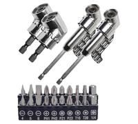 Erpmlyo Corner Tool Screw Hub, Multi-Function Bend Screwdriver Bit, 360° Rotatable 1/4in 3/8in 1/2in Socket Adapter Set