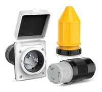 Erpmlyo RV Power Inlet Outlet 50A Locking Ring Cover Dustproof Protection | Rugged plastic housing resists high temperatures and UV exposure, extending the life of your shore power kit in sun or heat.