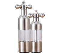 Erpmlyo Salt and Pepper Grinder Set Stainless Steel with Ceramic Grinding | Two-piece set holds 3/4 cup spices; top grinding keeps seasonings on food, adjustable ceramic grinders switch fine to coarse.