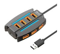 Erpmlyo USB 2.0 Hub 10-in-1 Powered RGB Backlit Expansion Dock for PC | Delivers 10 USB 2.0 ports from one host with up to 480 Mbps per device; RGB glow enhances gaming desks and workspaces.