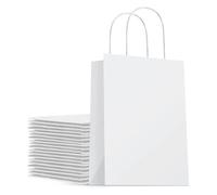 ERQIAO 10/20pcs Brown Kraft Paper Bags With Handles Bulk Small Paper Gift Bags For Small Business Shopping Bags Xmas Party Favor(WHITE,32x11x25CM-10PCS)