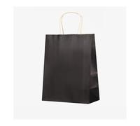 ERQIAO 25/50Pcs Brown Kraft Paper Gift Bags With Handle For Wedding Birthday Party Favor Bag Shopping Bags For Small Business Grocery(Black,50PCS_32X11X25CM)