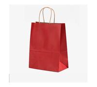 ERQIAO 25/50Pcs Brown Kraft Paper Gift Bags With Handle For Wedding Birthday Party Favor Bag Shopping Bags For Small Business Grocery(Wine red,25PCS_26X12X33CM)