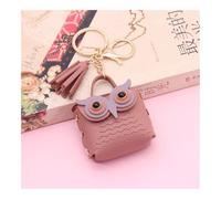 ERQIAO 2PCS Cute Owl MINI Bag Women PU Leather Coin Purses Fashion Jewelery Handbag Girls Coin Card Holder for Kids Purses Keychain(Dark Pink)