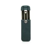 ERQIAO Handmade Genuine Leather 3 Slot Pen Case Vintage Fountain Pen Holder Storage Pencil Box Office School Stationery Bag(Green)
