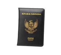 ERQIAO Indonesia Passport Covers Women Fashion Pu Case for Passports Travel Wallet Document Tickets Cards Organizer(Black)
