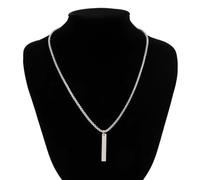 ERQIAO Minimalist Geometric Stick Pendant Necklace for Men Box Chain Choker Jewelry On The Neck Collar Street Cool Party Boy(Silver)