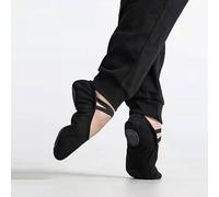 ERQIAO White Black Canvas Soft Sole Professional Ballet Dance Shoes Men Practice Performance Elastic Shoe Laces Toe Shoe(Black,43)
