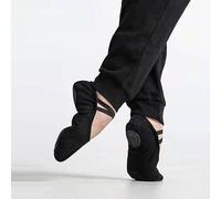 ERQIAO White Black Canvas Soft Sole Professional Ballet Dance Shoes Men Practice Performance Elastic Shoe Laces Toe Shoe(Black,41)