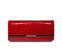 ERQIAO Women's Wallet Genuine Leather Female Designer Wallet Luxury Brand Women ID Card Holder Coin Purses Lady Money Bag Clutch Purse(Red)