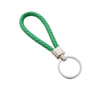 ERQIAO Woven Braid Leather Rope Car Key Chain Keyring Gifts Leather Strap Cord Rope Keychain Handle Strap Keyring(Green)