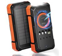 ERRBBIC Solar Charger Power Bank 49800mAh, 22.5W Portable Charger, 15W Wireless Charging, Solar Panel Charger, Built-in Four Cable, with USB C for Cell Phones, with Dual Flashlight for Camping