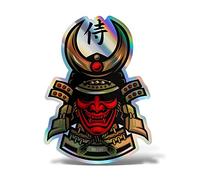 ERREINGE HYRIDESCENT HOLOGRAPHIC SHAPED STICKER 10 cm - Demon Samurai Japan Yokai - Sticker Decal Decal Vinyl Wall Mural Laptop Car Motorcycle Helmet Camper