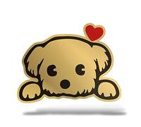 ERREINGE STICKER GOLD SHAPED 10 cm - Maltese Heart Dog - Sticker Decal Decal Vinyl Wall Mural Laptop Car Motorcycle Helmet Camper