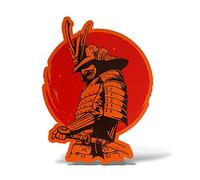 Erreinge® Sticker Orange Fluo 12cm Samurai Skull Japan Sticker Printed for Car Motorcycle Wall Bumper Laptop Luggage Bicycles