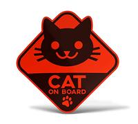 ERREINGE STICKER SHAPED RED FLUO 10 cm - Cat on Board - Sticker Decal Decal Vinyl Wall Mural Laptop Car Motorcycle Helmet Camper