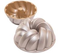 Erreke Cake Tin, Fluted Cake Tin, Ring Cake Mould, Cook Evenly, Double Non Stick Layer, Highly Durable Cast Aluminium, Rose Gold, 24cm Diameter, 2.5 Liter Capacity, Cake Mould, Plait