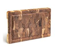 Erreke Wooden Chopping Board 30 x 20 x 3.2 cm, End Grain Teak Wood Chopping Board, Robust and Compact, Ideal for Small Kitchens or Barbecue, Serve or Chop Food Meat Steaks Ham Cheese Bread