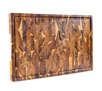 Erreke Wooden Chopping Board 58x38x3.2 cm, End Grain Extra Large Teak Wood Chopping Board, Non-Slip Feet, Ideal for Kitchen or Barbecue, Serve or Chop Food Meat Cheese Bread (with Juice Groove)