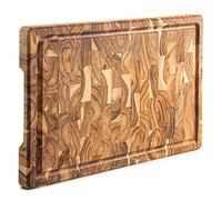 Erreke Wooden Chopping Boards, 44 x 29.5 x 3.2 cm, End Grain Large Teak Wood Chopping Board, Ideal for Kitchen or Barbecue, Serve or Chop Food Meat Cheese Bread (with Juice Groove)