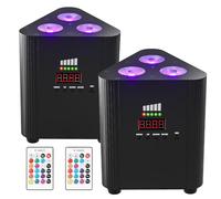 Erreyht 2 PCSRGBW LED Par Light Rechargeable 4400mAh Battery Stage Light Support Remote/DMX Control, Wireless Party Lights with Charging Display for Disco DJ Wedding Banquet Drama Show