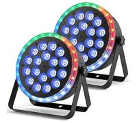 Erreyht 2PCS 108W RGBW LED Par Spotlight with RGB 24 LED Light Strip, Stage Light with Sound Activation and 255 Effects, Disco Lights for Party Performances Wvents Stages Christmas Halloween