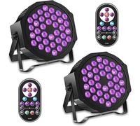 Erreyht 2PCS Black Lights for Glow Party 36 UV LED Par Light with Remote Control DMX512 Stage Strobe Lighting for DJ KTV Disco Bar Band Christmas Halloween Wedding
