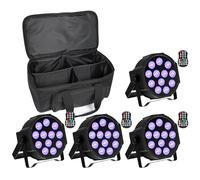 Erreyht 4 PCS Rechargeable 12 LED Par wiht Bag, RGBW Battery Stage Light with Timer and Remote Control, 8CH Par Can Lights for Wedding Bar DJ Show Disco