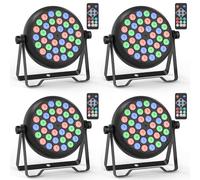 Erreyht 4 PCS RGB 36 LED Par Can Lights, 36W LED Stage Light with Remote Control and 4 Control Modes, Disco Lights for Parties Christmas Halloween Show Concerts