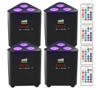 Erreyht 4 PCS RGBW LED Par Light Rechargeable 4400mAh Battery Stage Light Support Remote/DMX Control, Wireless Party Lights with Charging Display for Disco DJ Wedding Banquet Drama Show