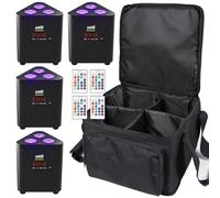 Erreyht 4 PCS RGBW LED Par Light with Bag, Rechargeable 4400mAh Battery Stage Light Support Remote/DMX Control, Wireless Party Lights with Charging Display for Disco DJ Wedding Banquet Drama Show
