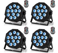 Erreyht 4PCS 12 LED Rechargeable Par Can Lights, RGBW Battery Powered Stage Light with Timer and Remote Control, 8CH LED Uplights Outdoor for Wedding Bar DJ Show Disco Festival Party Event