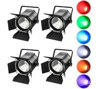 Erreyht 4PCS 200W LED Par COB RGBW UV Stage Lights with Adjustable Barn Doors, Warm-Cold White Strobe Lighting DMX512/Auto/Sound Disco Light for Party DJ Drama Exhibition Concert Wedding
