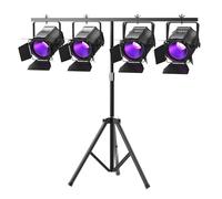 Erreyht 4PCS 200W LED Par COB RGBW UV Stage Lights with Tripod and Adjustable Barn Doors, Warm-Cold White Strobe Lighting DMX512/Auto/Sound Disco Light for Party DJ Drama Exhibition Concert Wedding