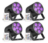 Erreyht 4PCS 60W Rechargeable LED Par Light, RGBWA+UV 6 LED Stage Lights Uplight with Remote Control DMX512 Stobe Lighting for DJ, Disco, Party Wedding, Outdoor, Bar