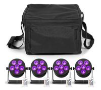 Erreyht 4PCS 60W Rechargeable LED Par Light with Bag, RGBWA+UV 6 LED Stage Lights Uplight with Remote Control DMX512 Stobe Lighting for DJ, Disco, Party Wedding, Outdoor, Bar