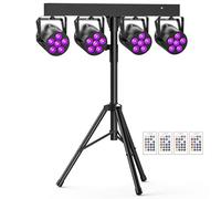 Erreyht 4PCS 60W Rechargeable LED Par Light with Stand, RGBWA+UV 6 LED Stage Lights Uplight with Remote Control DMX512 Stobe Lighting for DJ, Disco, Party Wedding, Outdoor, Bar
